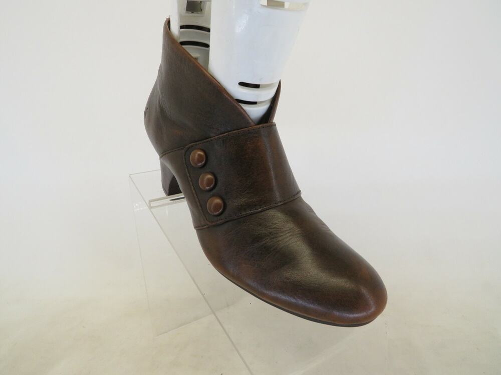 Born Womens Brown Leather Zip Ankle Fashion Boots Bootie Size 6 M